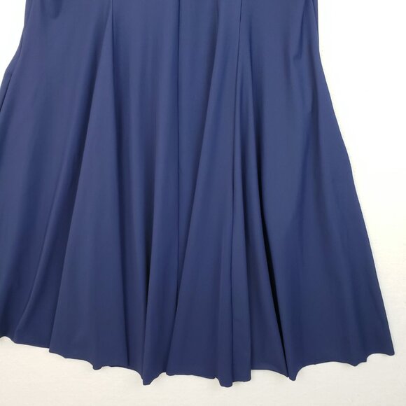 Porto San Francisco Midi Dress Sleeveless Navy Blue Stretch Pleated sz XL Preppy - Picture 12 of 13